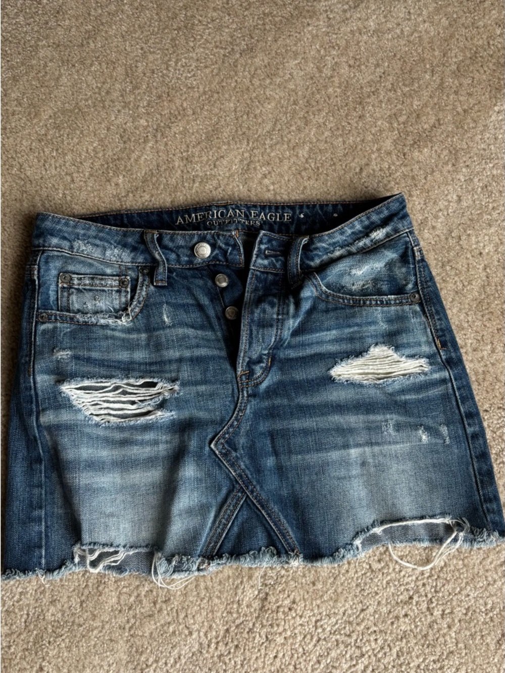 American Eagle Outfitters Distressed Denim Mini Skirt - Blue